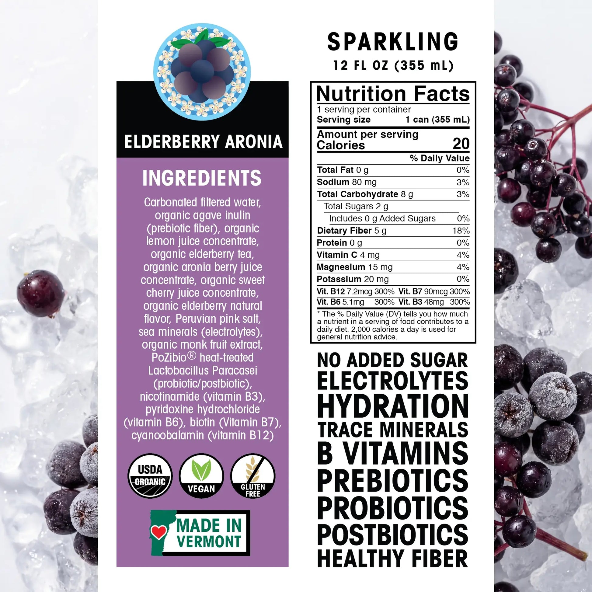 Ecobean - Feel Good Fusions - Elderberry Aronia - Nutrition Facts