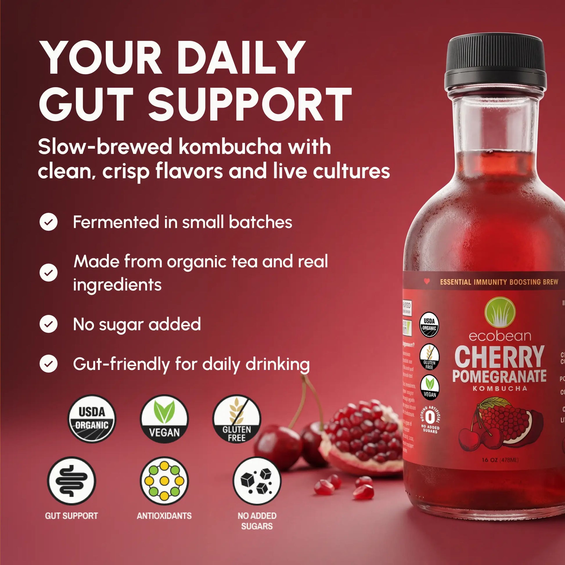 Ecobean - Kombucha - Cherry Pomegranate - 3