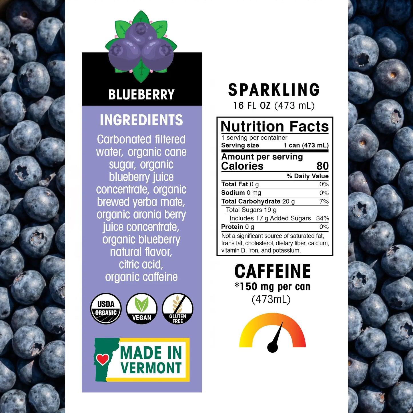 Ecobean - Yerba Mate - Blueberry - Nutrition Facts