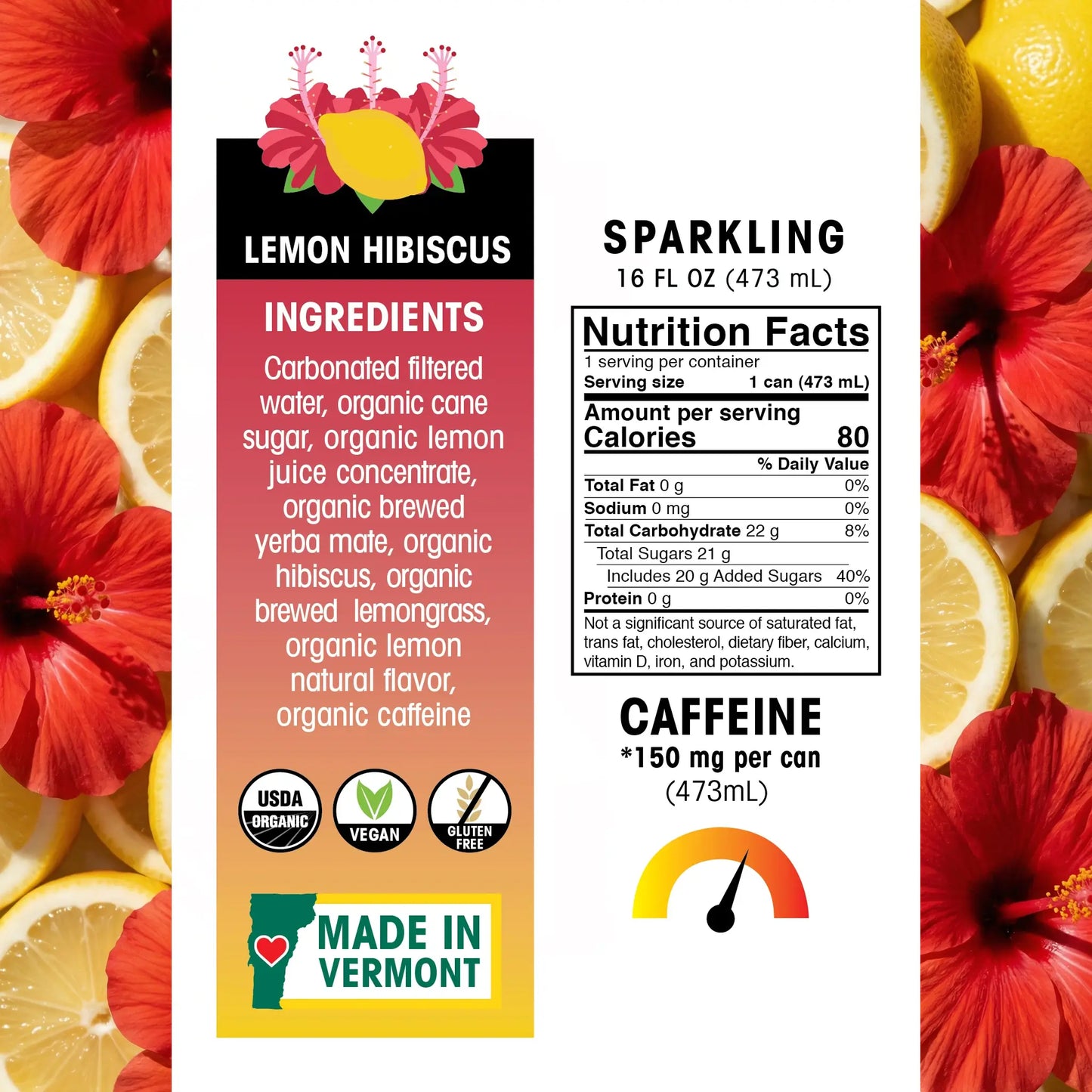 Ecobean - Yerba Mate - Lemon Hibiscus - Nutrition Facts