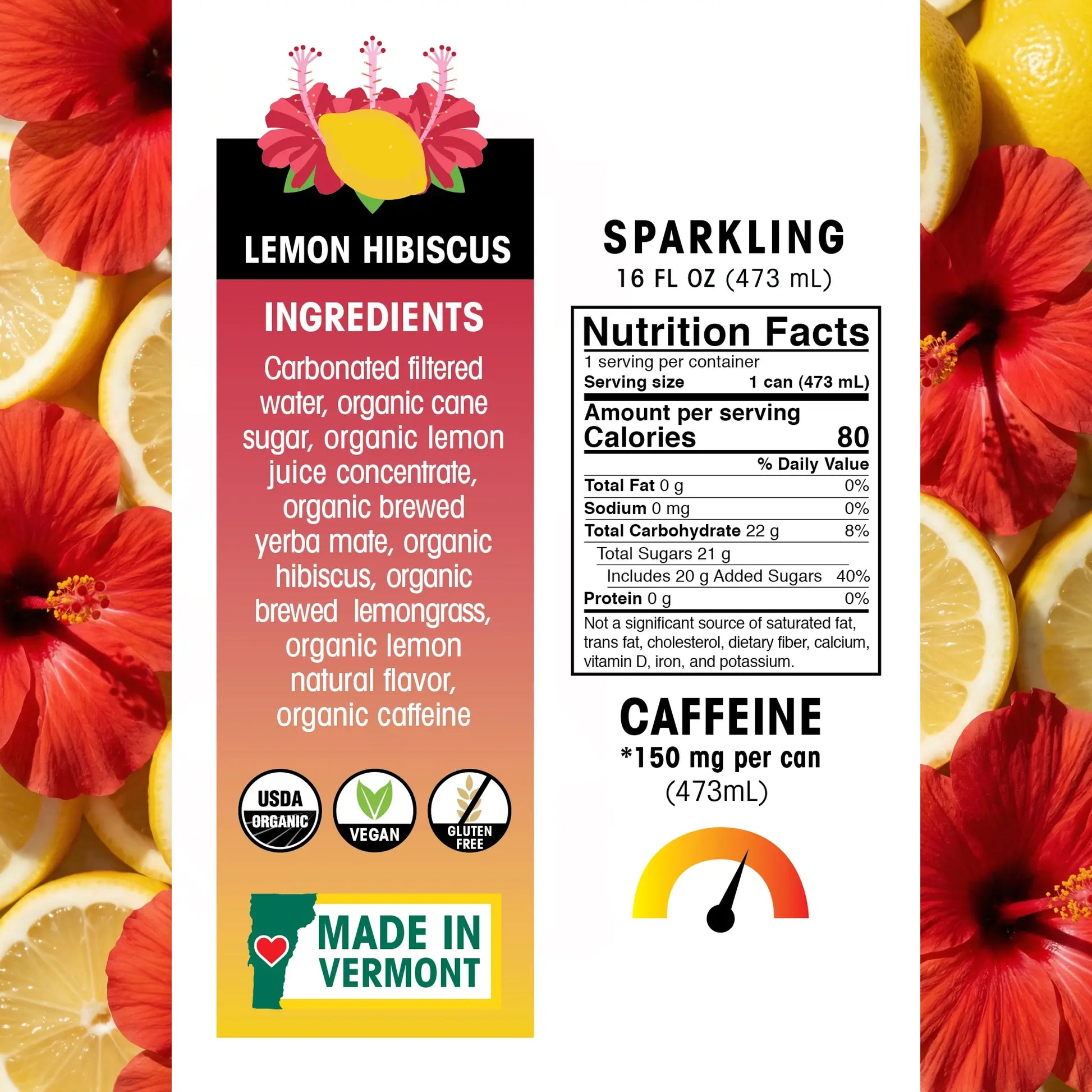 Ecobean - Yerba Mate - Lemon Hibiscus - Nutrition Facts