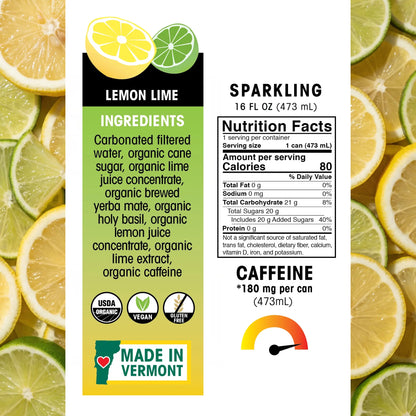 Ecobean - Yerba Mate - Lemon Lime - Nutrition Facts