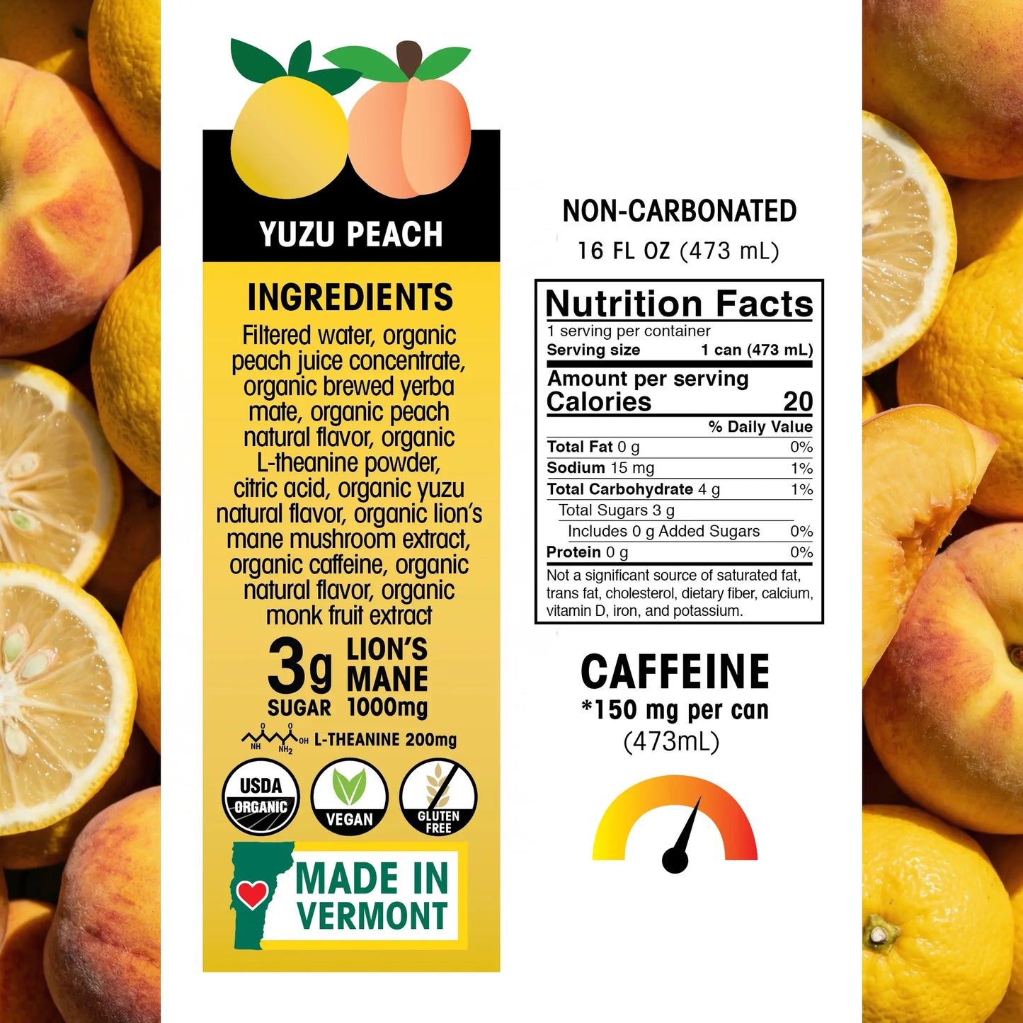 Ecobean - Yerba Mate - Yuzu Peach - Nutrition Facts