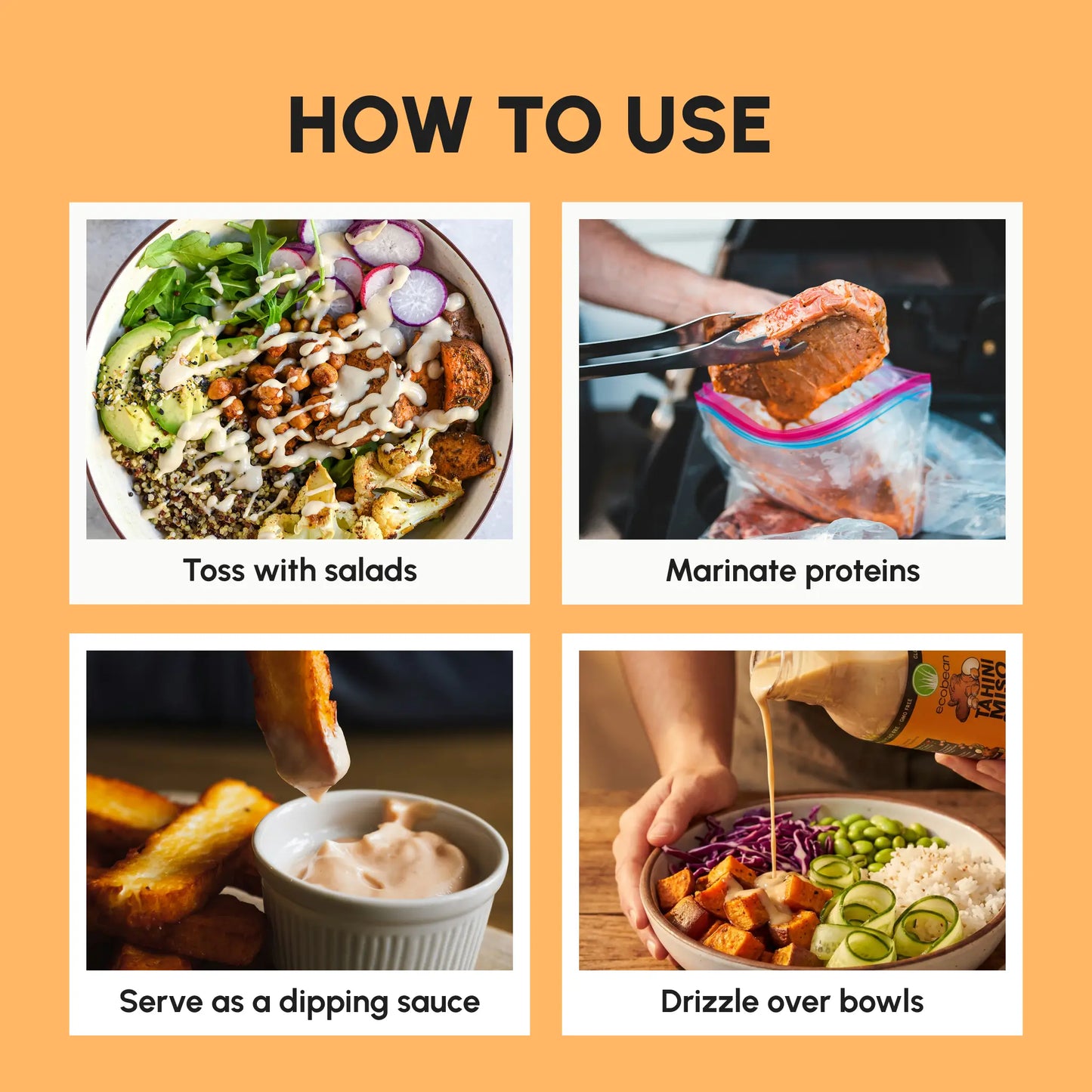 Ecobean - Salad Dressings - Tahini Miso Ginger - How To Use
