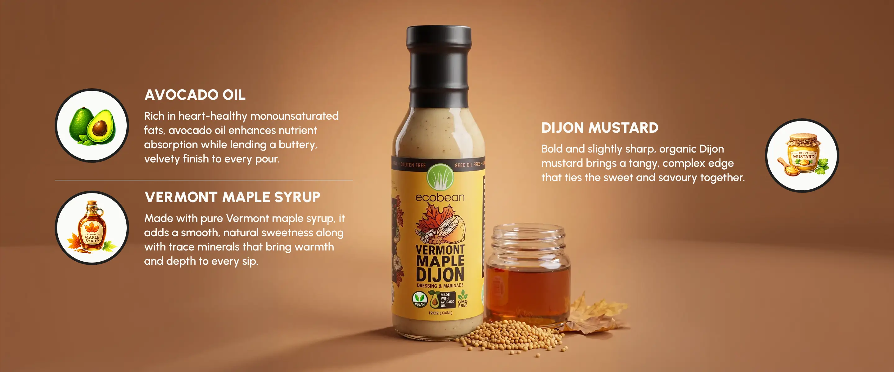 Ecobean - Salad Dressings - Vermont Maple Dijon - Ingredients - Desktop